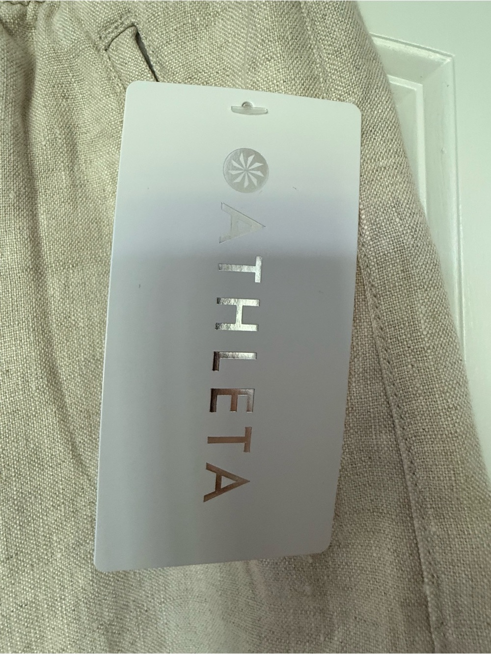 NWT Athleta Retreat Beige 100% Linen Wide Leg Drawstring Pants - Picture 6 of 8